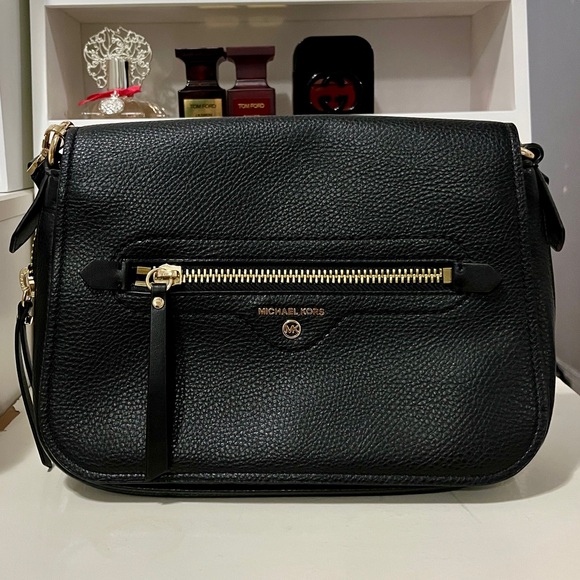 Michael Kors Black 2 in 1 Crossbody Bag with Gold Hardware - Picture 1 of 17